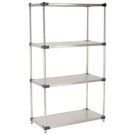 Global Industrial Stainless Steel Solid Shelving, 48W x 24D x 74H 235365